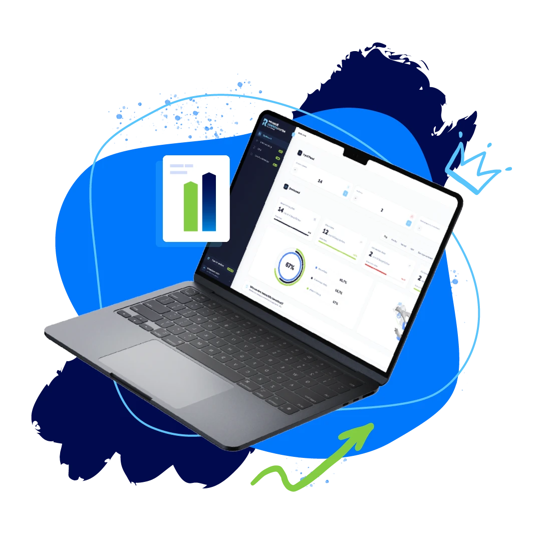 Dashboard des Revenue Control Systems auf einem Notebook